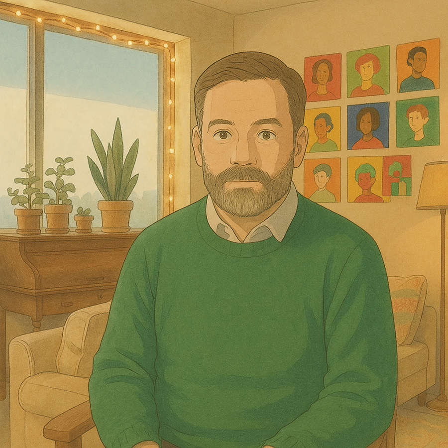 a portrait of Timothy Comeau by Tristram Pinney, 2023