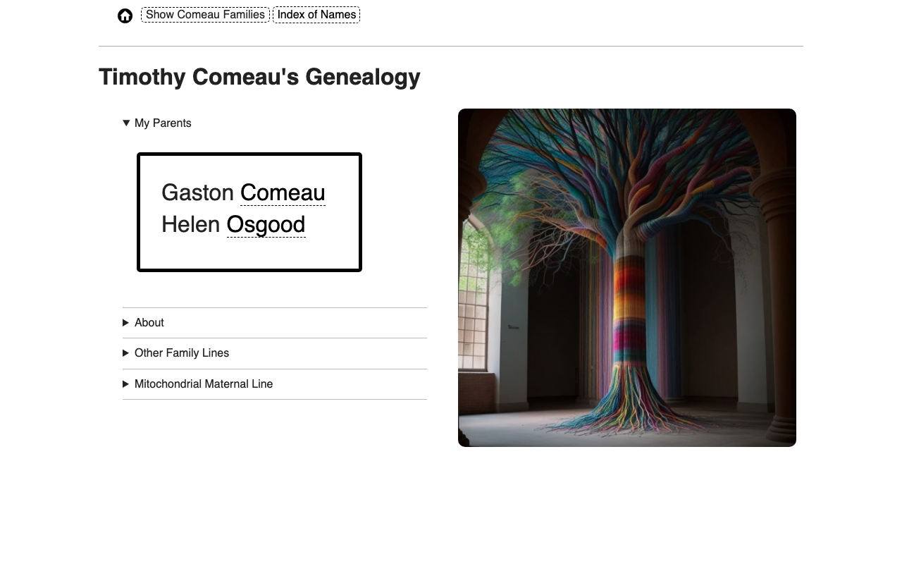 screencap of the genealogy subdomain
