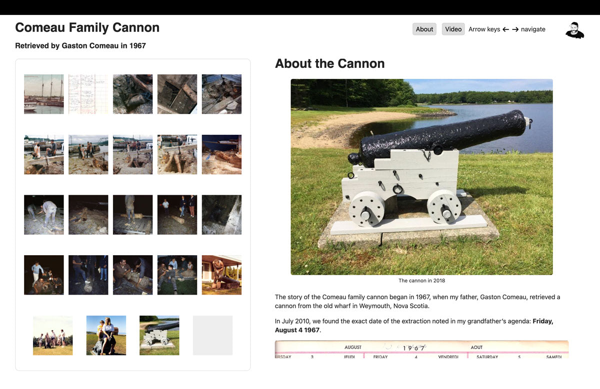 screencap of the Comeau family cannon subdomain